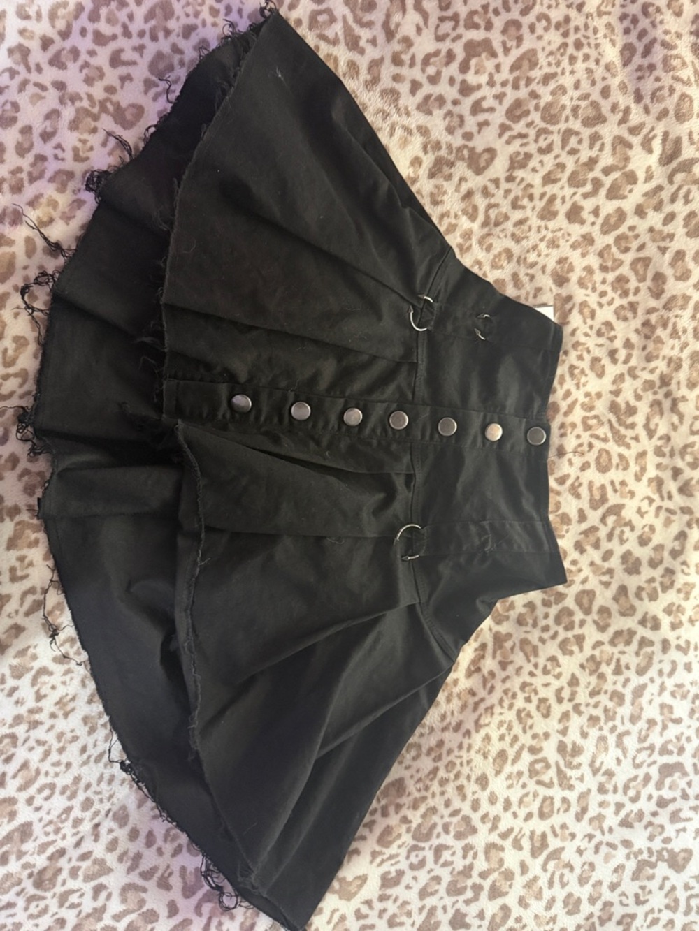 Current Mood Black High-Waist Circle Skirt with Button Front